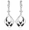 Silver 925 Long Hanging Openwork Geometric Earrings Onyx with Cubic Zirconia