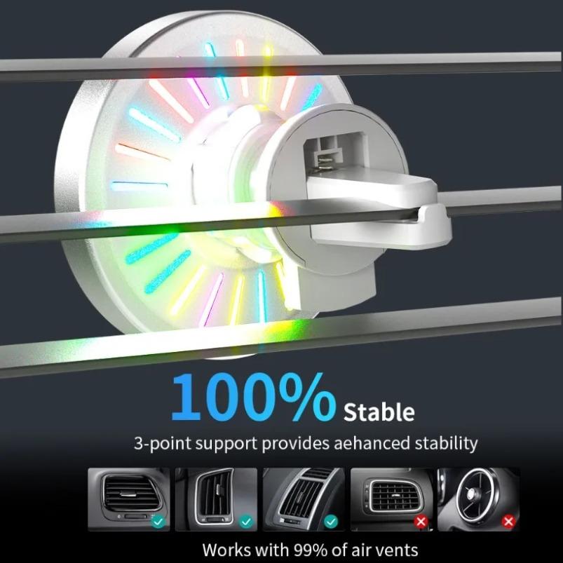 Držák do auta s 360° rotací do mřížky ventilace s magnetickou bezdrátovou nabíječkou pro iPhone 16 15 14 13 12 Pro Max, rychlonabíjecí stanice