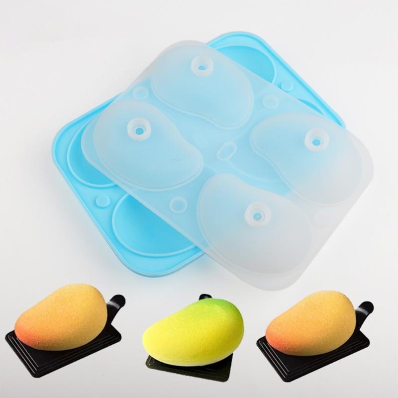 Food Grade Silicone 4 Cavity Mangoes Cake Molds With Nonstick Surfaces For Home Baking Puddings Chocolate Crafting Tool