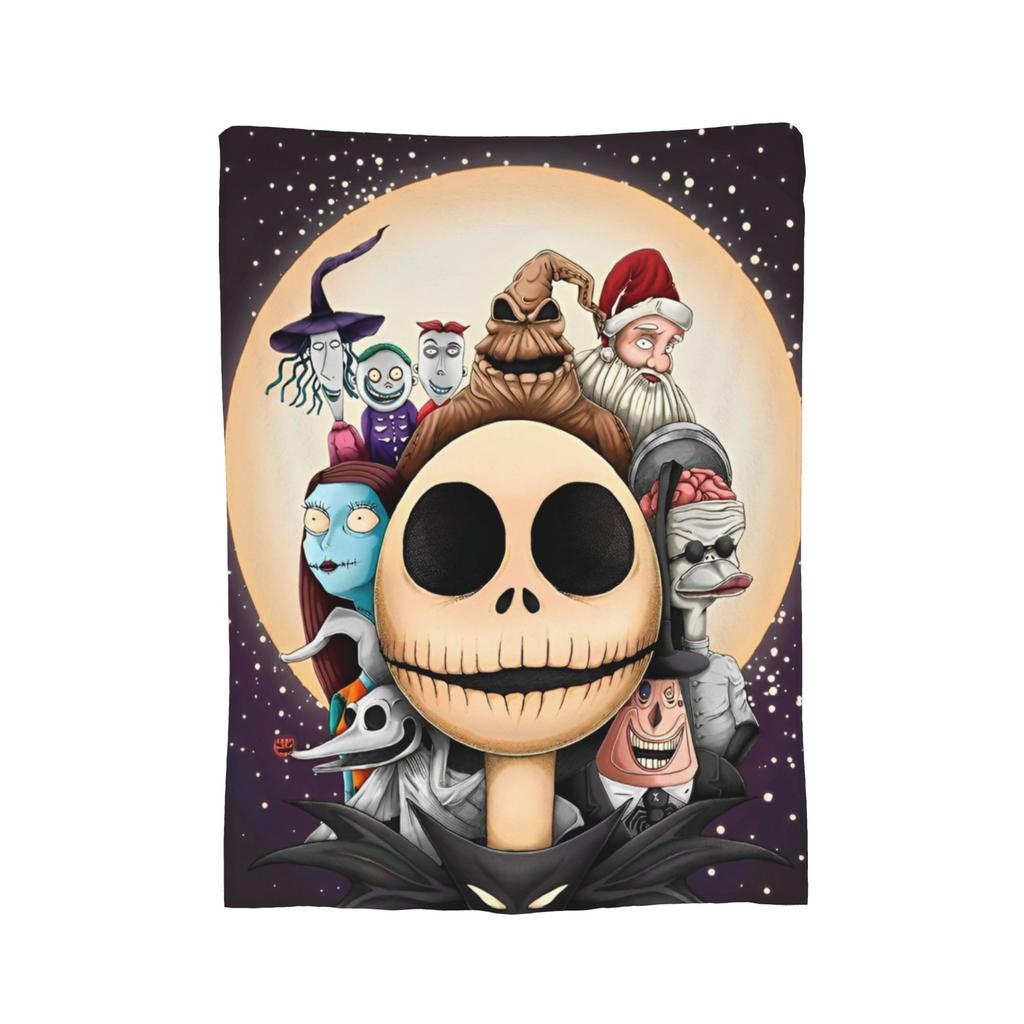 Albtraum Jack Skellington Flanelldecken The Nightmare Before Christmas Vintage Überwurf für Zuhause 125*100cm Teppichstück,