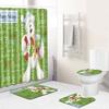 Christmas Shower Curtain Floor Mat Combination Four-Piece Set Bathroom Toilet Carpet Shower Room Mat Foot Mat