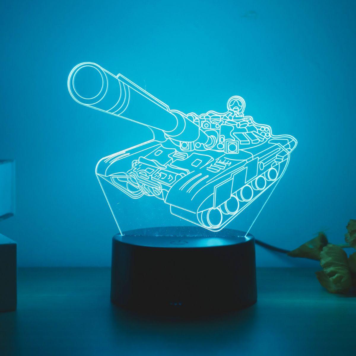 

Modern Geometry 3D Tank Night Light USB Powered Touch Control Seven Color Gradient, Suitable for Desktop and Bedroom Decoration