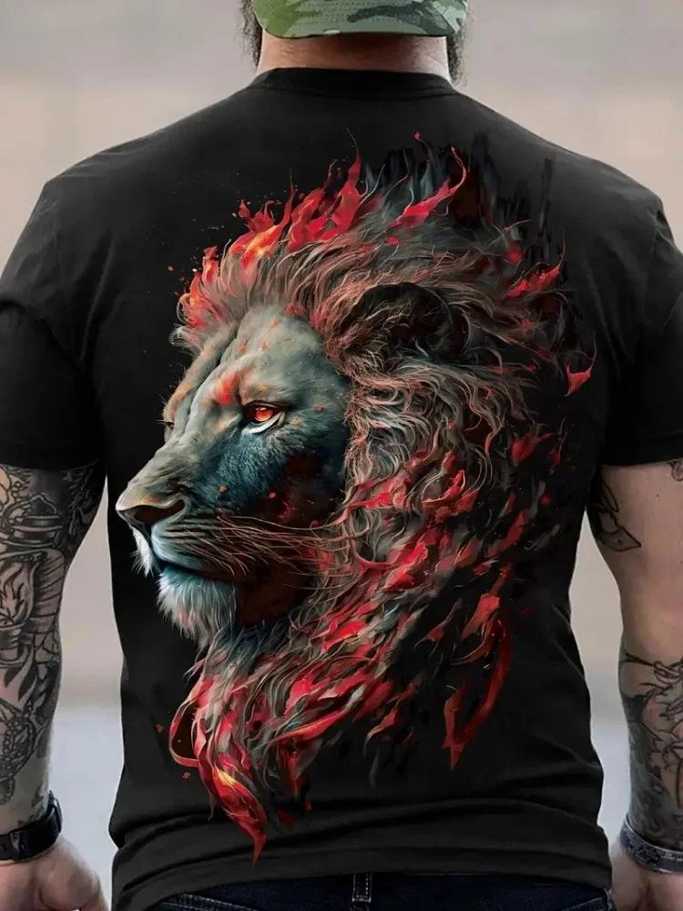 

Summer Men s Round Neck T Shirt Fashion 3D Printed Lion Pattern T Shirt Slammer Breathable Fitness Loose Short Sleeve Large Size 6XL