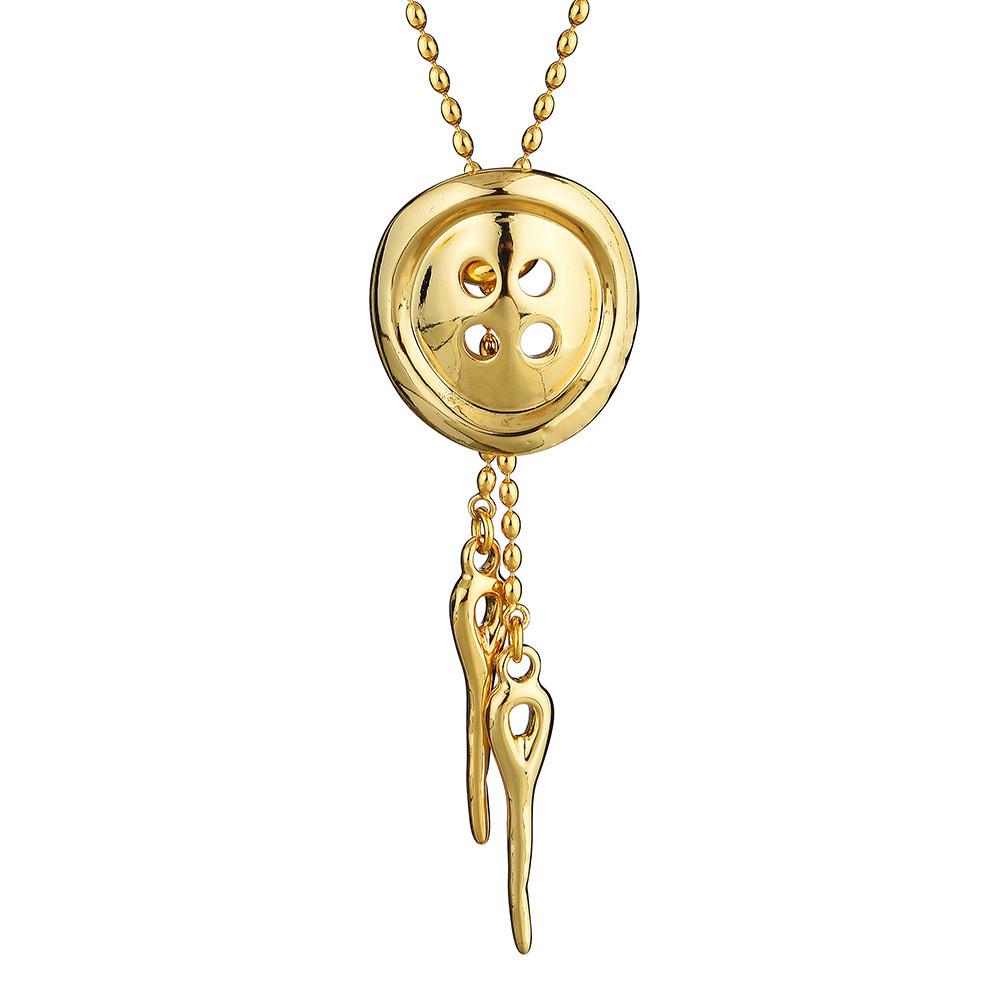 Geometric Button Necklace With Gold Plating For Unisex Fashion Accessory