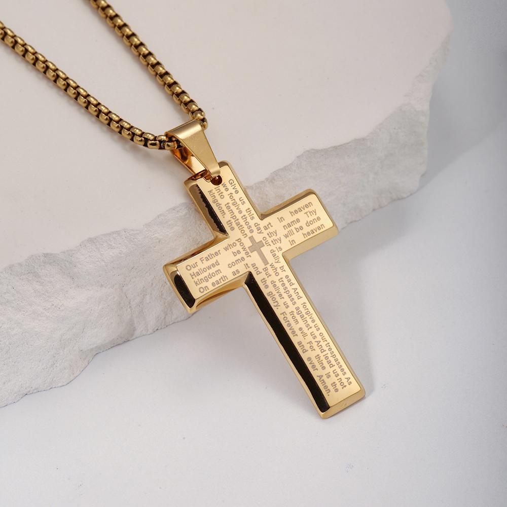 Collier Homme Spiritual Male Minimalism Stainless Steel Necklace Man's Jesus Cross Necklace for Man Collar Hombre