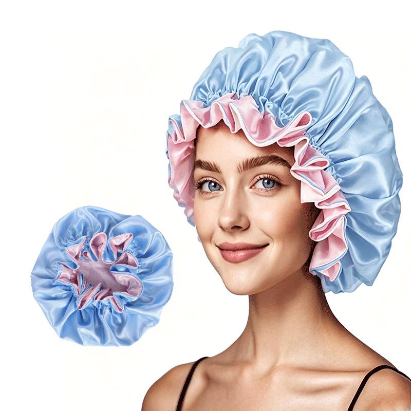 Double-layer Satin Lace Nightcap - Silk Imitation Hair Protection Cap