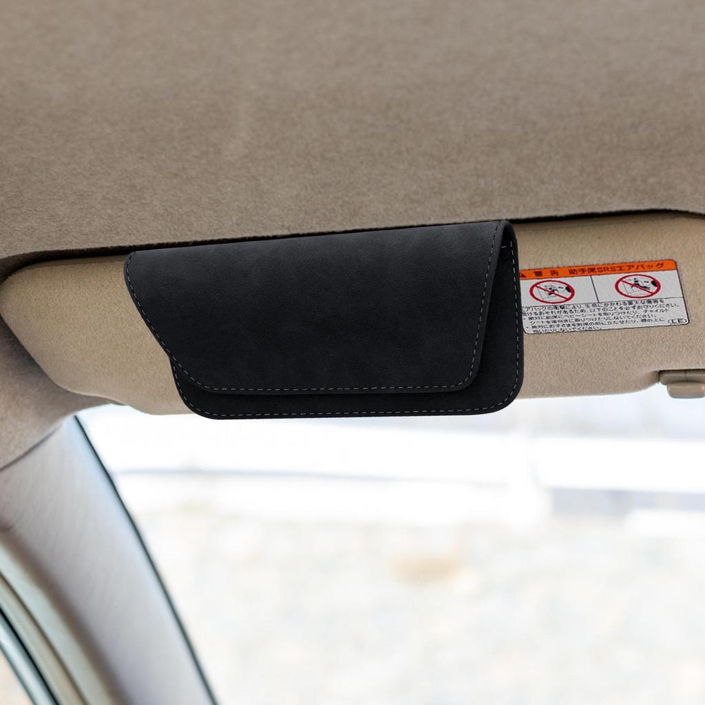 Visor Sunglasses Holder PU Leather Auto Eyeglasses Protective Storage Case Car Glasses Holder For RV Truck Sedan Automotive