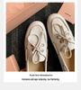 British Style Sheepskin Leather Lace-Up Women’s Loafers - Soft Sole Slip-On Flat Shoes for Autumn