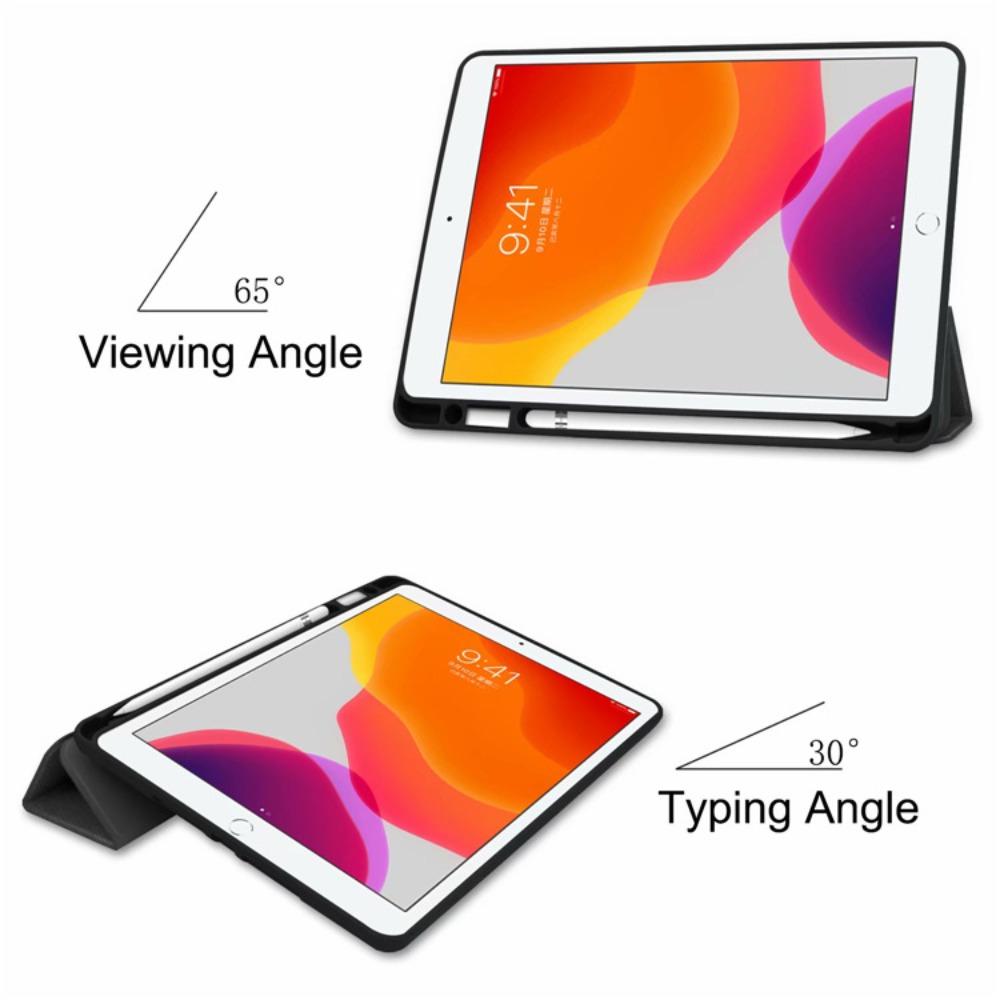 Dreifach gefaltete Lederhülle für iPad Mini 7 mit Apple Pencil-Schlitz Auto Sleep/Wake Cover