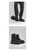 Unisex Retro Black Martin Stiefel: Vielseitige, dicksohlige, kurze Motorradstiefel für den Herbst