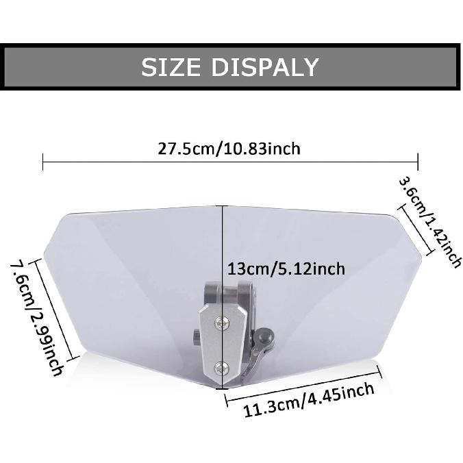 Universal Motorcycle Windshield Extension Adjustable Spoiler Windscreen Extender for Motorcycle(Light Gray)