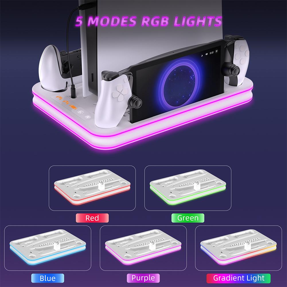 Vertical Cooling Stand Fast Controller Charger with Headphone Hook Cooling Fan & Charging Stand for PS5 Pro/PS5 Slim/PS5 Console