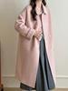 New Korean Style Double-Breasted Candy Color Wool Coat with Peter Pan Collar for Girls - Autumn/Winter Collection.