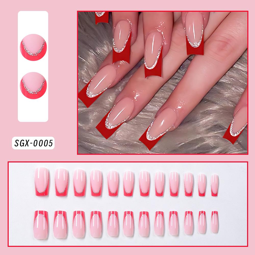 24pcs Long Coffin-Shaped White French Manicure Fake Nails Press On Nails Elegant Style For Women Girls For Daily Wear Or Parties Nail Supplies