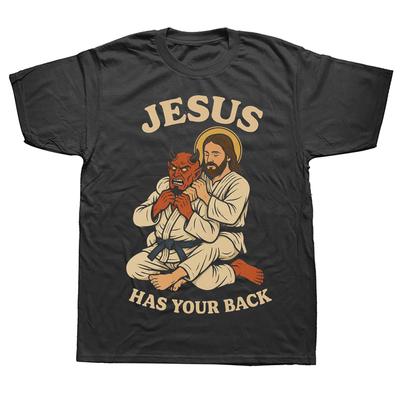 Grappig Jezus Jiu Jitsu T-shirt Christelijk BJJ Mannen Vrouwen Puur Katoen Humor Streetwear T-shirt Korte Mouw Unisex Losse Kleding