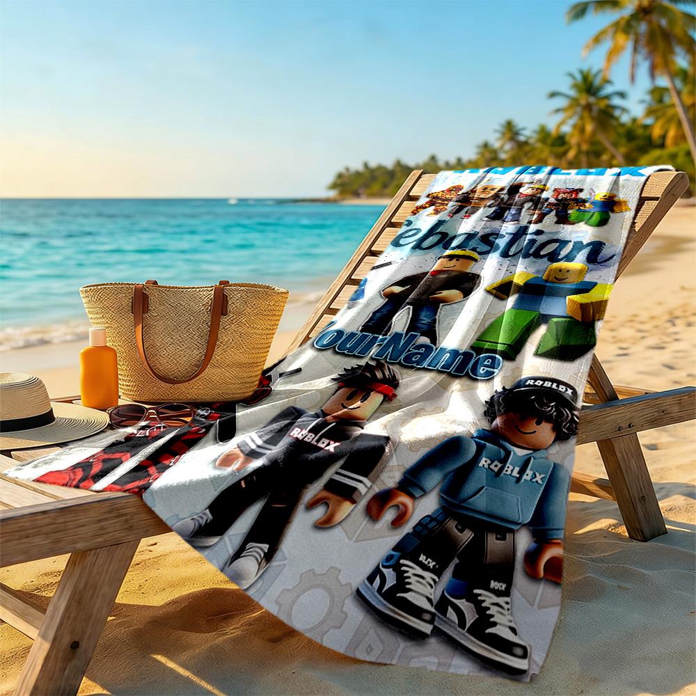 Roblox Customize Text Beach Towel Super Soft & Absorbent Suitable for Sports Travel Swimming Yoga Bathroom Beach And Pool