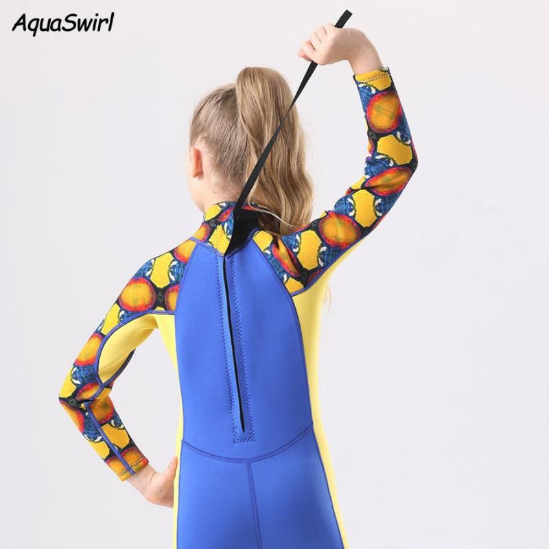 Kids One Piece Wetsuit Long Sleeve Sun Protection Quick Dry Swimsuit Water Sports
