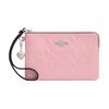 Coach Heart-Shaped Pendant Silver Metal Finish Patent Leather Wallet Women Wallet Pink CDF04-SVPK