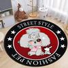 Cartoon Dog Pattern Round Carpet Street Style Poodle French Bulldog Schnauzer Design with Star Decor Soft Rug for Kids Bedroom