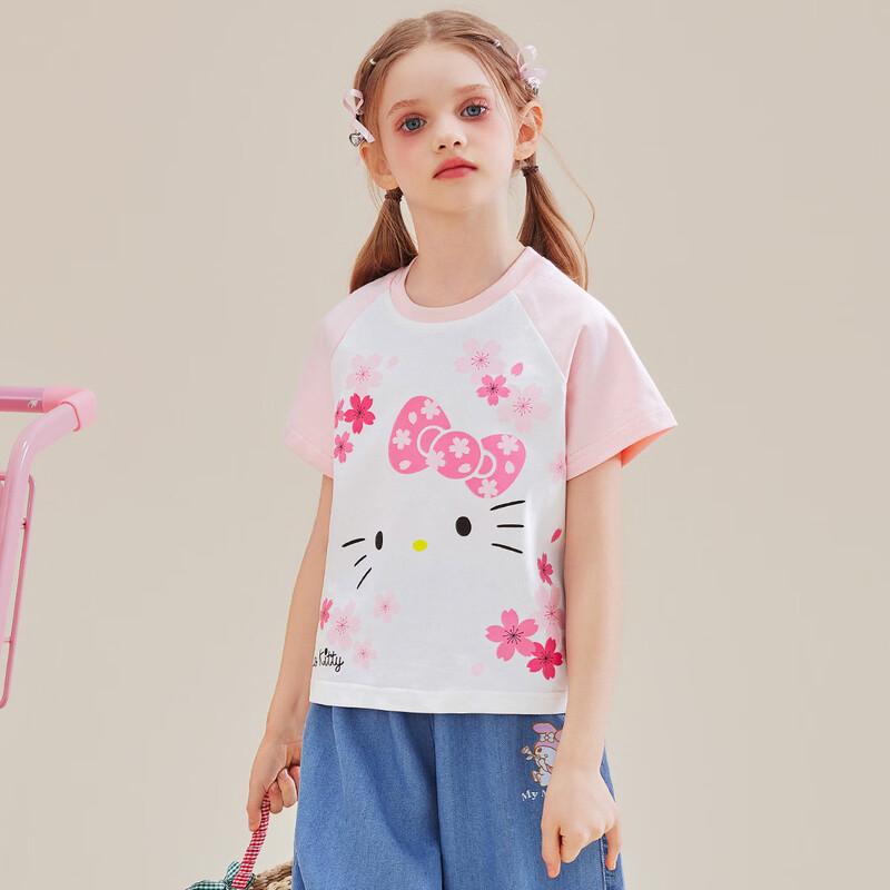 Hello Kitty Girls' Cartoon Print Short Sleeve T-Shirt