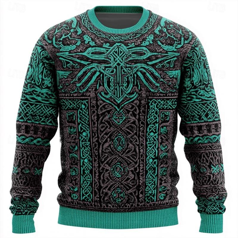 Men's Tree Of Life Pullover Sweater Jumper Knitwear Crewneck Retro Casual Vacation Daily 3D Print Long Sleeve Spring Fall Winter