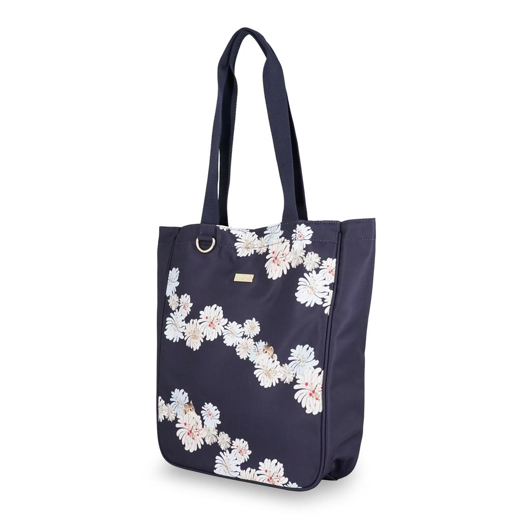 Paul Joe Accessoires Vertical Tote Bag A4 Compatible Chrysantheme and Nounette Navy & PJA-B1357