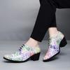 Scarpe da Uomo con Tacco Alto Derby in Pelle con Ali Scarpe da Sposa Danza Stampa Bianca Scarpe Formali da Lavoro Scarpe Rialzanti Taglie Forti