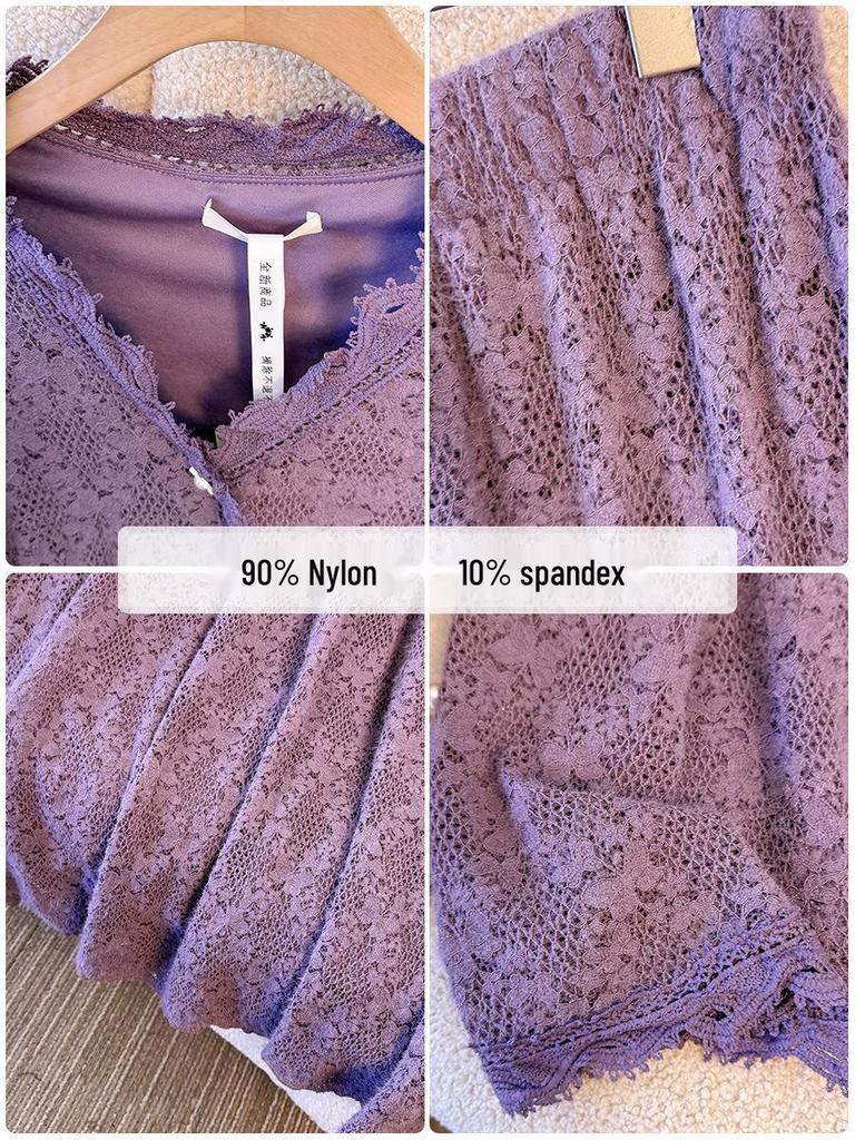 Plus Size Women's Elegant Purple Lace Top & Skirt Set for Spring/Autumn (130-300 Jin)