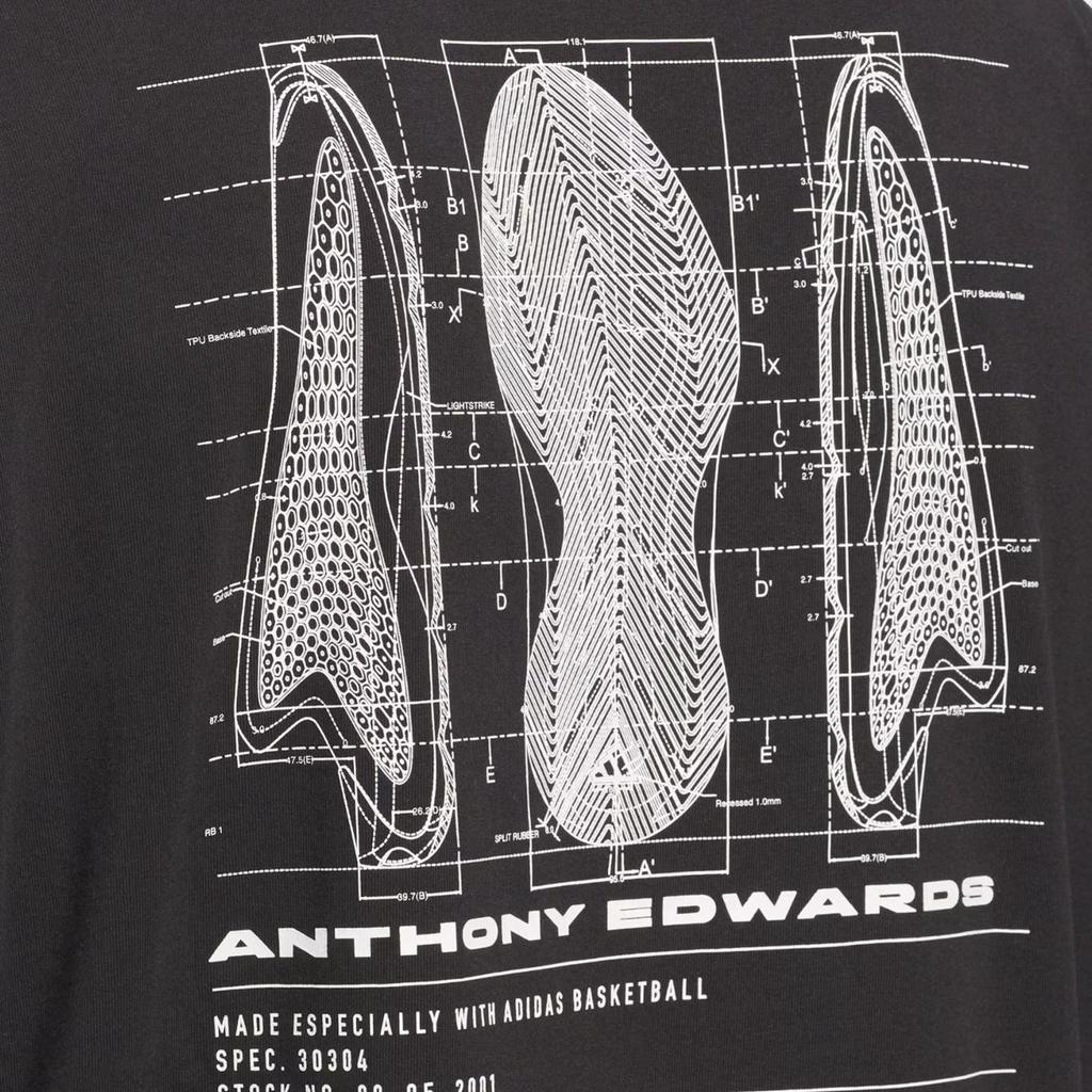 adidas Anthony Edwards Series Gfx Tee 3 Loose Comfortable Round Neck Breathable Short Sleeve T-Shirt Men Tops Black JY3972