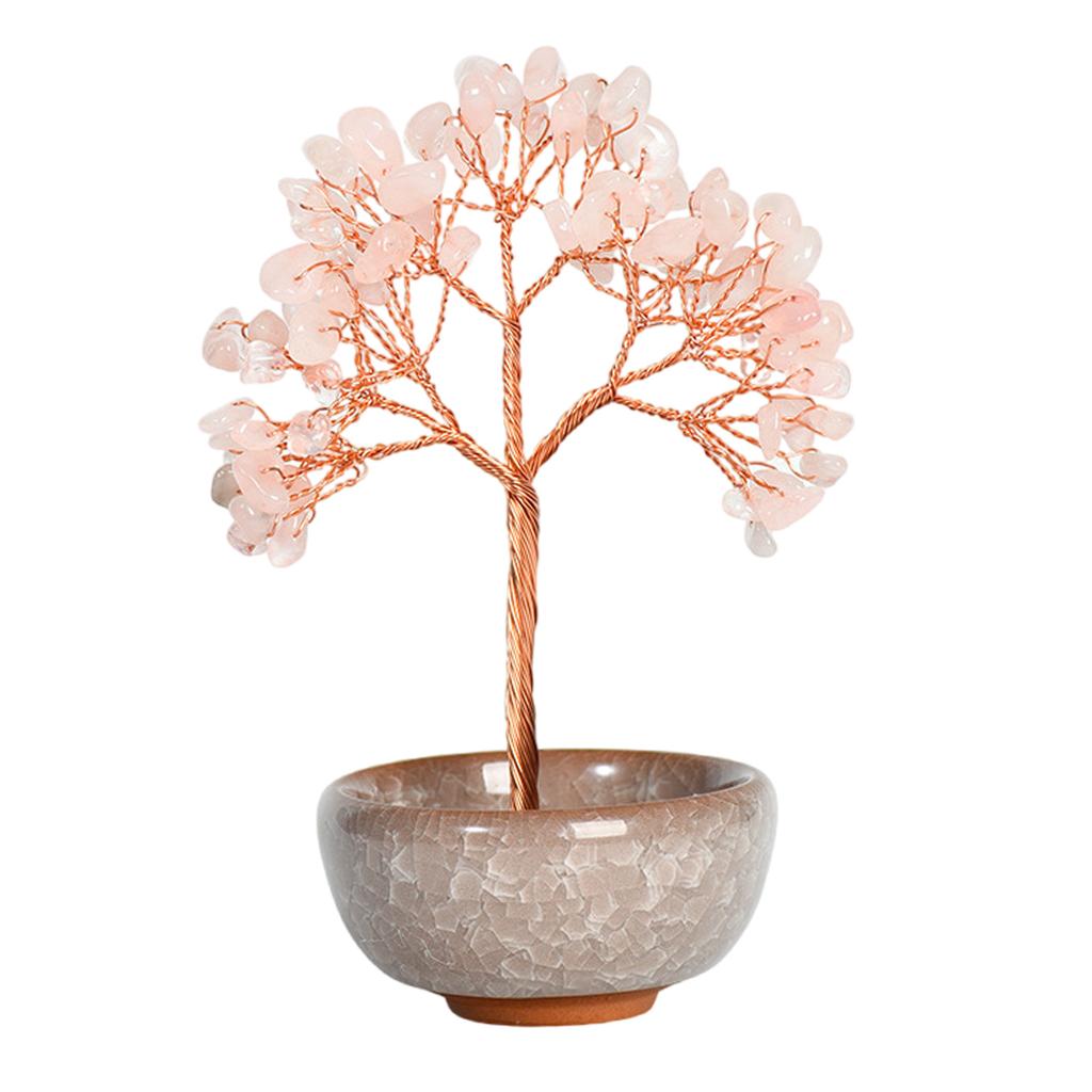 Miniature Crystal Tree Gemstones Bonsais Tree Ornament for Fengshuis Home Office Desktop Decors and Good Luck Wealth