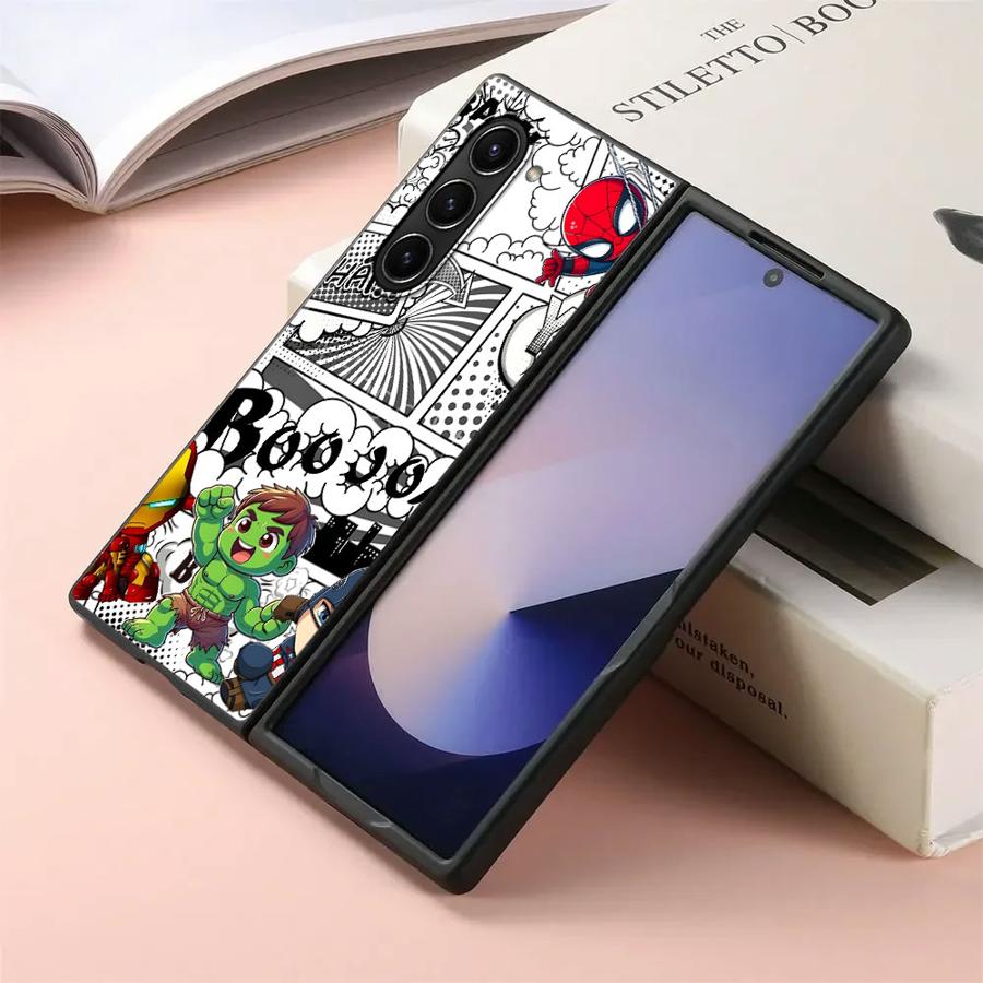 Case for Samsung Galaxy ZFold6 ZFold4 ZFold3 ZFold5 ZFold7 Z Fold 7 6 5 4 3 Back Phone Cover Marvel Cartoon Iron Man Hulk