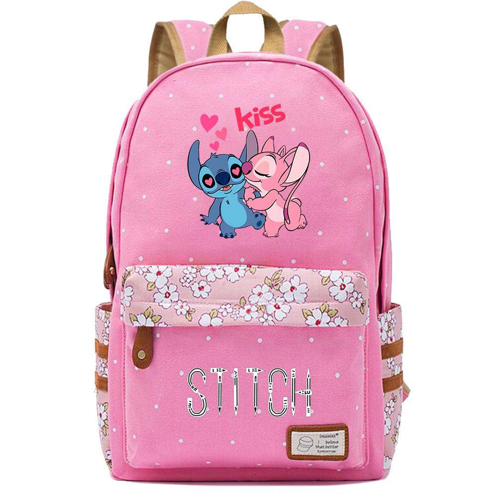 Lilo Stitch Backpack In Pink Or Blue Perfect For School Or Travel Made From High-quality Oxford Cloth