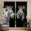 2pcs Crown Tiger Lion Style Door Curtains - High-Quality Polyester   Machine Washable   Rod Pocket Easy Install   Semi-Translucent