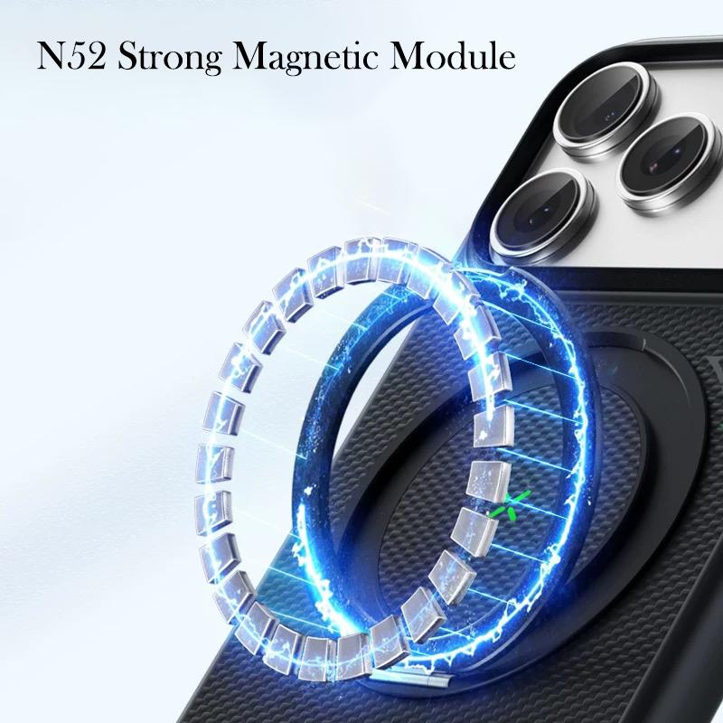 Blueo Carbon Fibre Case For iPhone 17 Pro Max Kevlar Wireless Charging Bracket Back Cover Case for iPhone 17 Pro