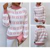 Women's Autumn and Winter Top Knitwear Half Turtleneck Christmas Pattern Snowflake Sweater Top for Women