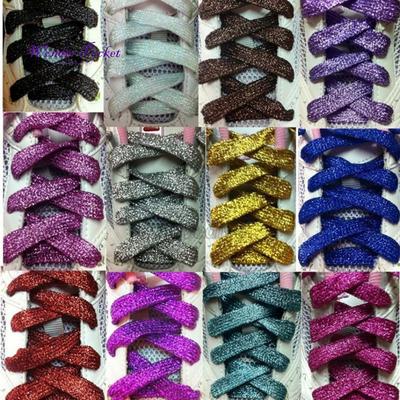 Wonder Pocket 110cm Fashion Flat Glitter Colored Shoe Laces Canvas Sneaker Shoelaces String