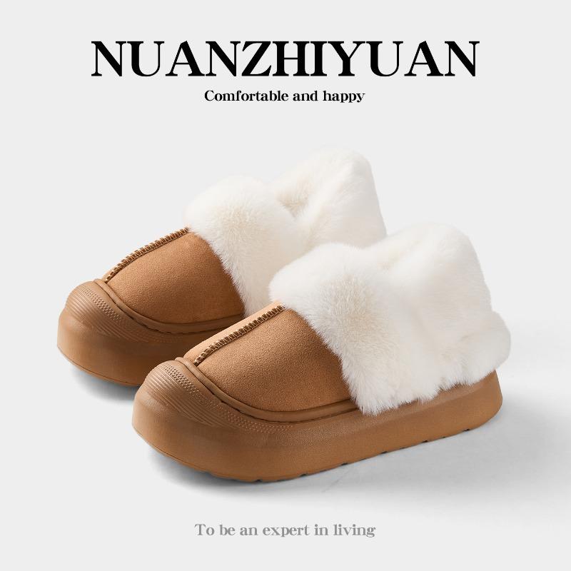 

Autumn and winter new Mao Mao cotton slippers women s one shoe two wear piled thickened warm non-slip bag head cotton shoes 40-41 малиновый