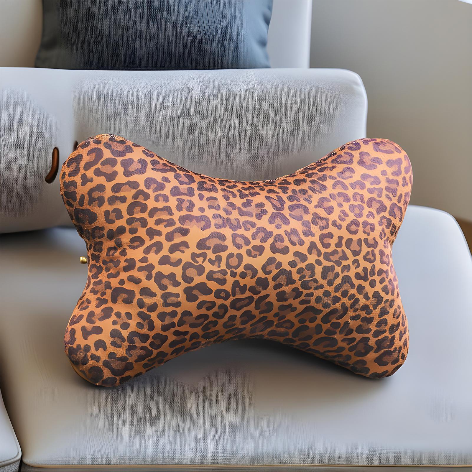 

Car Neck Pillow 2 Pieces Comfortable Cushion Leopard Print Car Pillow With Adjustable Strap For Adults Passenger Driving CHINA