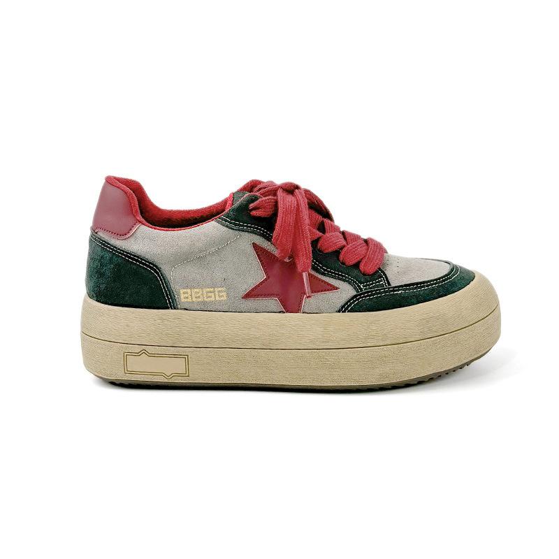 Grape Mother, the Same Invisible Inner Height-increasing Women's Shoes, Thick-soled Forrest Gump Training Shoes, Old Stars, Small Dirty Shoes, C