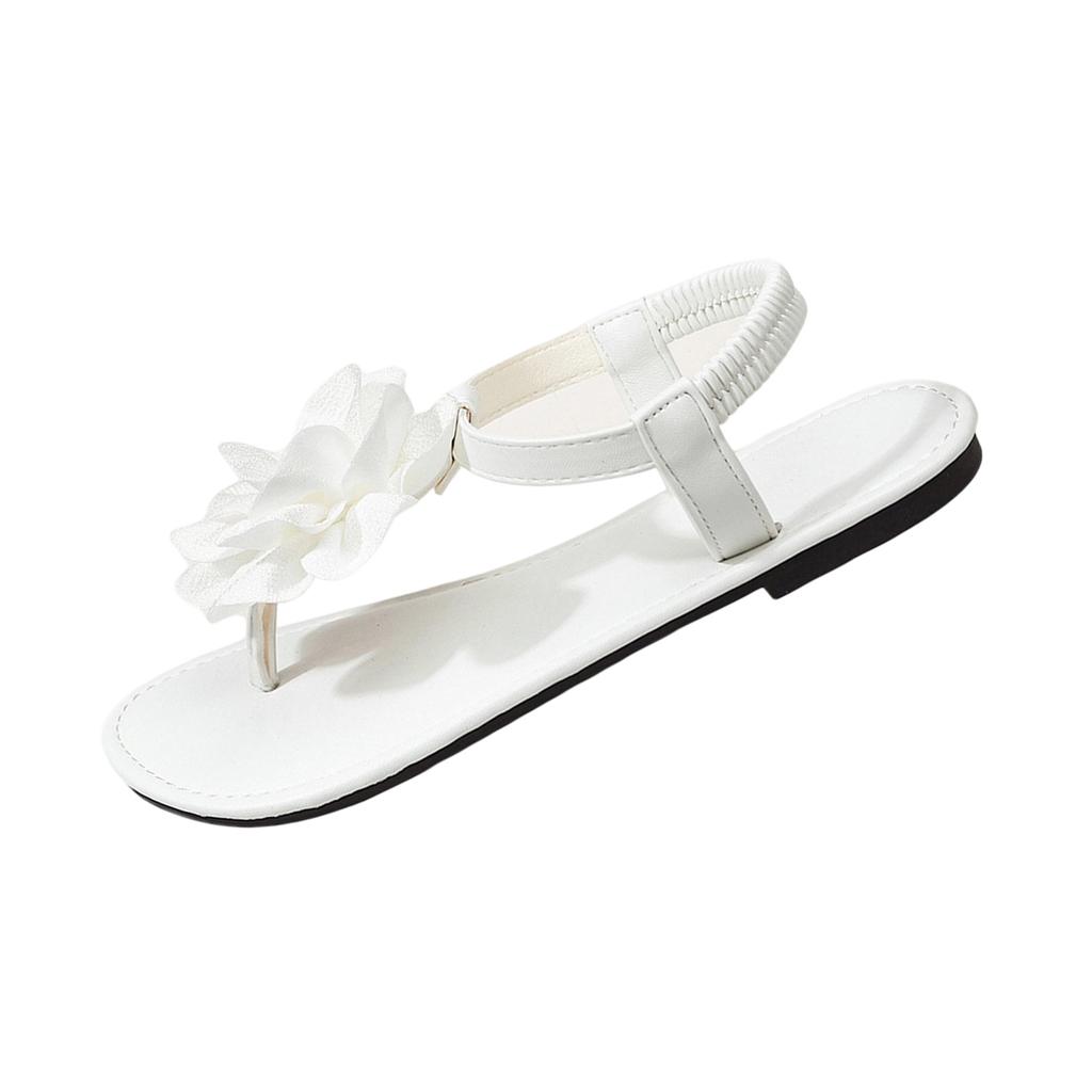 Large size flower toe flat bottom flip flops beach shoes