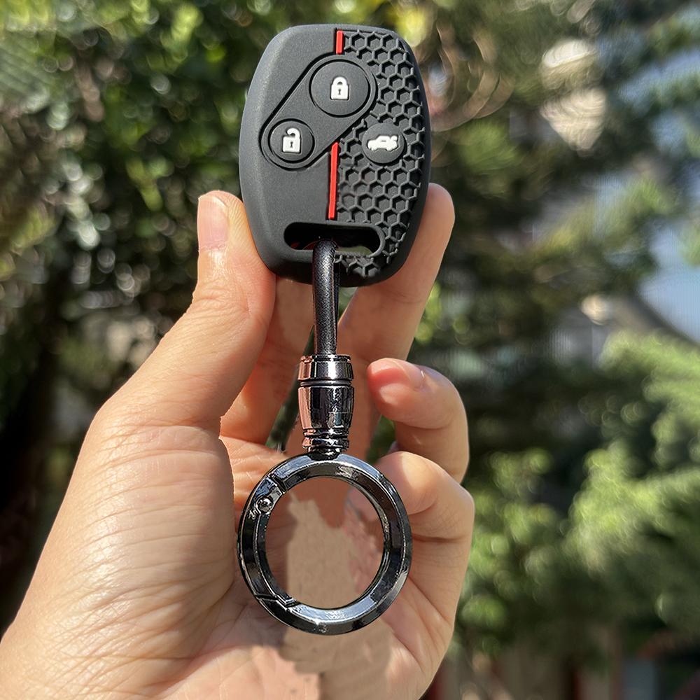Key Fob Case Keychain For Honda Civic 4D Jazz Gr8 CR-V SRV FRV Fit CSX Chord 7 Accord Emblem Extra Screw Silicone Protection