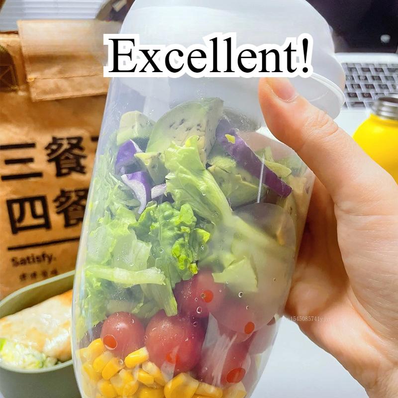 1L Portable Salad Cup with Fork Kids Breakfast Salad Bow Bento Box Yogurt Oatmeal Cereal Milk Cup Dispenser for Picnics