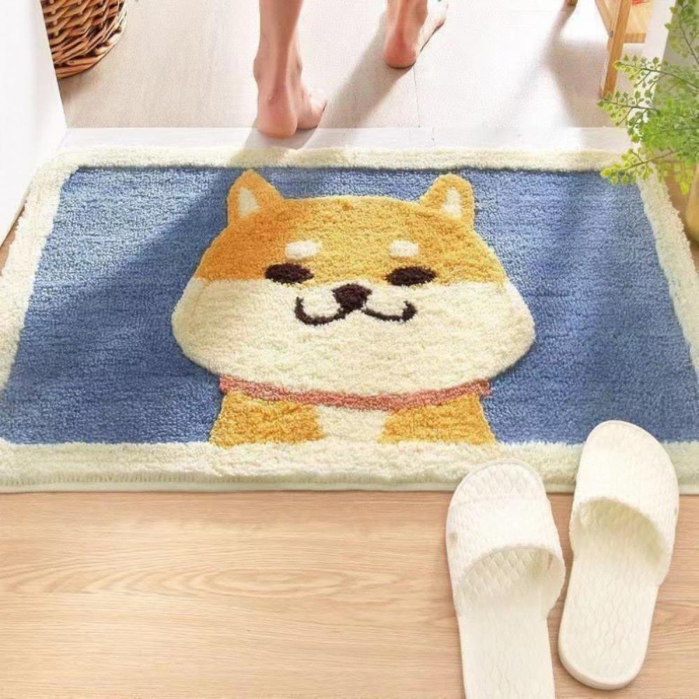 2pcs Cartoon Imitation Cashmere Floor Mat Non-slip Carpet Door Absorbent Floor Mat