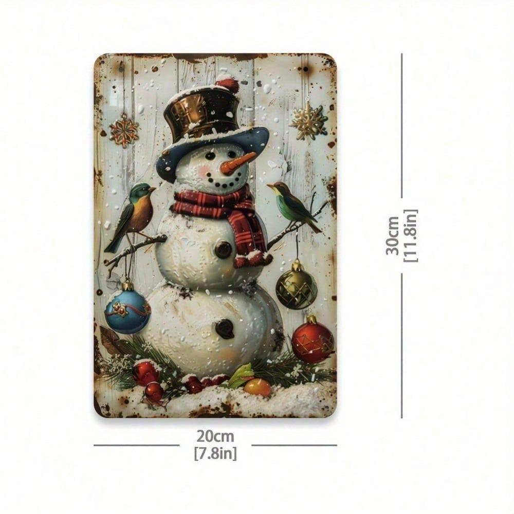 Vintage Snowman Metal Tin Sign 8x12 Inch Wall Art Home Bar Garage Decor
