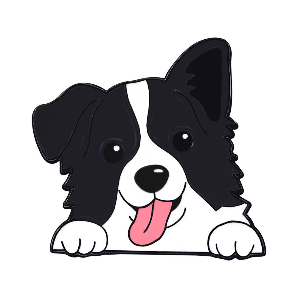 Cute Corgi & Border Collie Metal Badge Brooch - Cartoon Animal Pin for Dogs