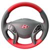 Handgenähte rutschfeste schwarz-rote Leder-Autolenkradabdeckung für Hyundai Elantra Avante i30 2012-2016
