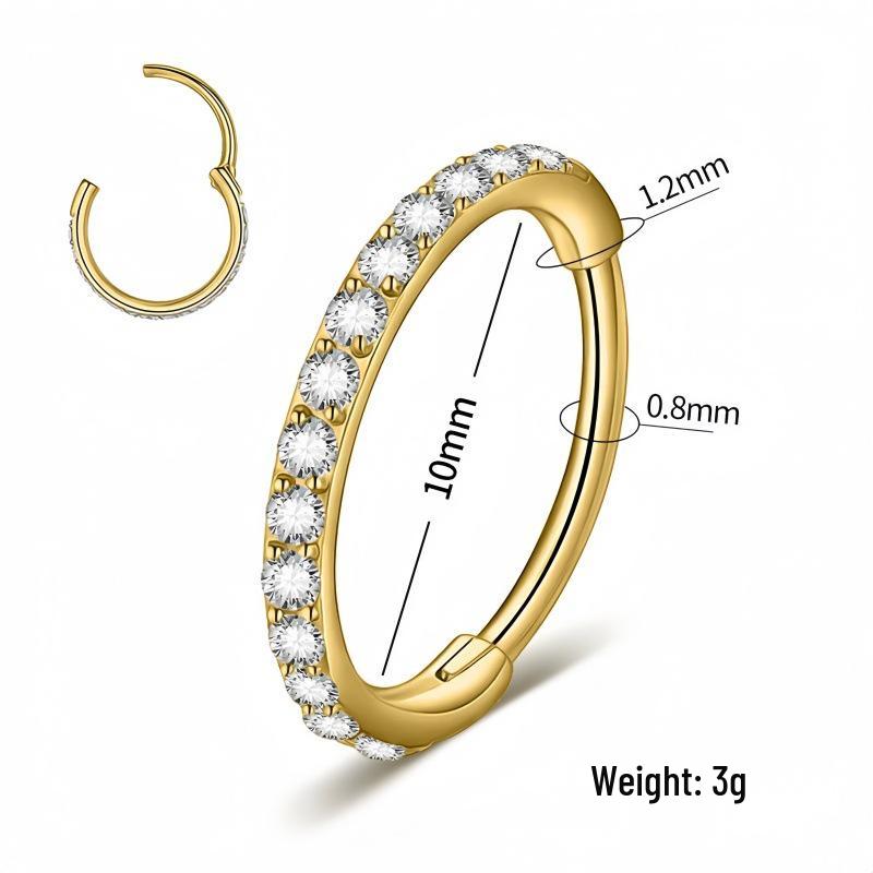 European & American Stainless Steel Zirconia Hoop Earrings and Seamless Nose Rings, Multi-functional Unisex Jewelry for Men and Women.