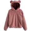Damen Kapuzenpullover mit Bärenohren Flauschiger Sherpa Fleece Pullover Langarm Niedlich Locker Freizeit Warm Plüsch Kapuzenpullover Oberteile