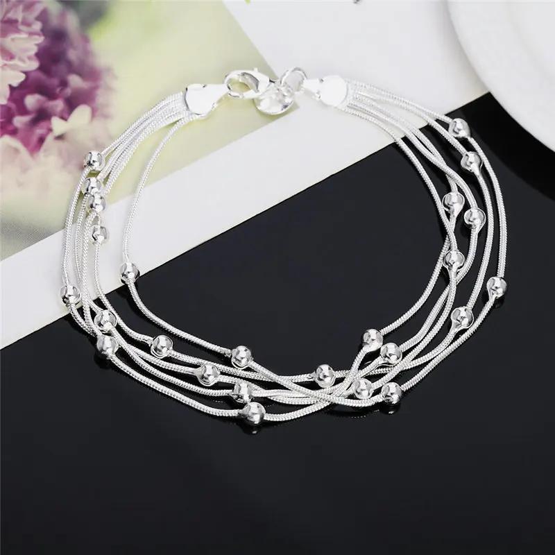 High Quality   Copper Bracelet 8 Inches 20cm 5 Wire Beaded Chain For Women lady men Fashion Birthday Gift Jewelry