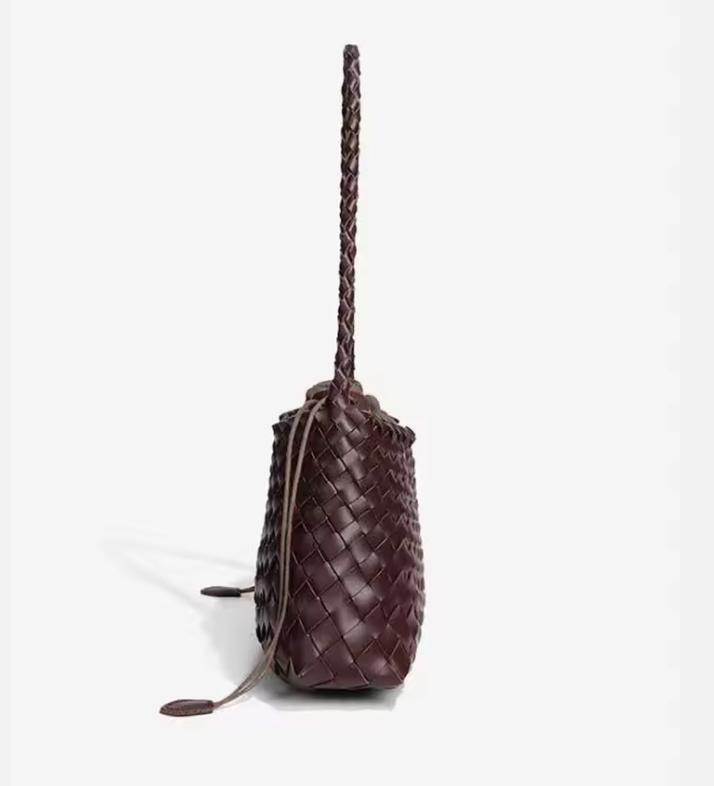 Borsa intrecciata in pelle PU francese, borsa a spalla da donna, borsa sottospalla, borsa retrò in pelle conciata al vegetale, borsa da mamma da donna, da donna